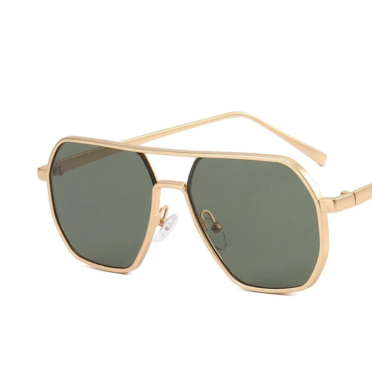Classic men's sunglasses with metal frame & UV400 protection – Matteo-Gold green-Nora Luxe