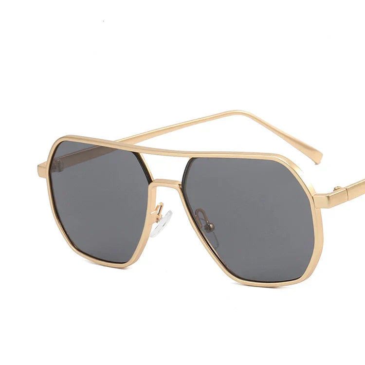 Classic men's sunglasses with metal frame & UV400 protection – Matteo-Gold grey-Nora Luxe