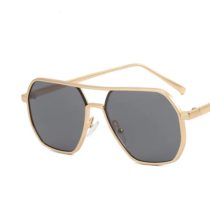 Classic men's sunglasses with metal frame & UV400 protection – Matteo-Gold grey-Nora Luxe