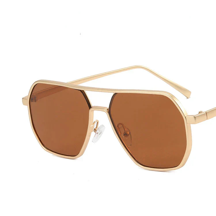 Classic men's sunglasses with metal frame & UV400 protection – Matteo-Golden brown-Nora Luxe