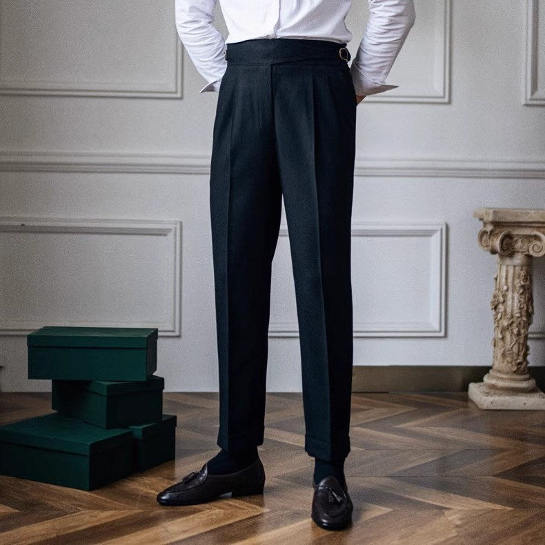 Classic Men's Trousers with Buckle - Oliver-Black-XS-Nora Luxe