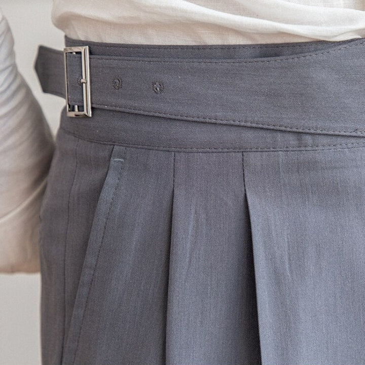 Classic Men's Trousers with Buckle - Oliver-Dark Blue-XS-Nora Luxe