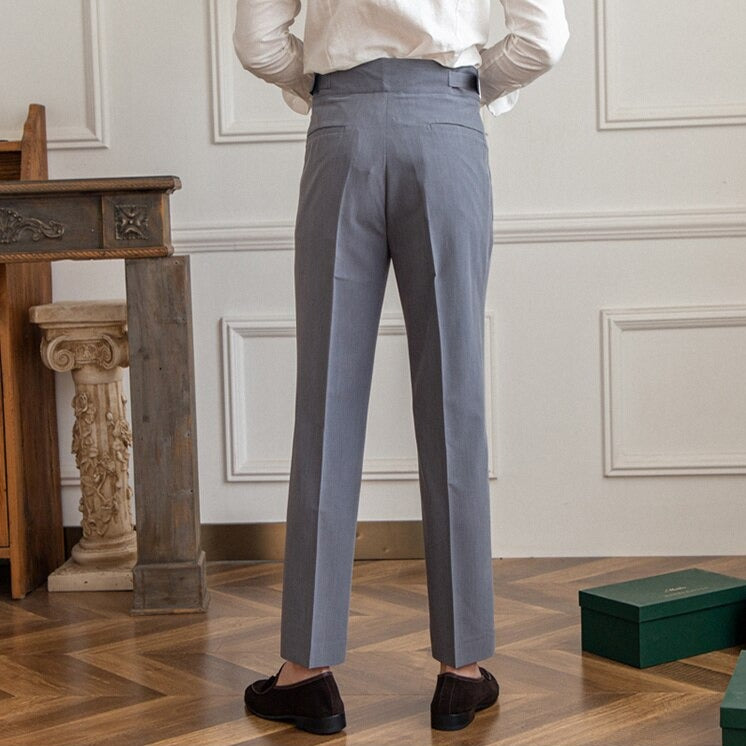 Classic Men's Trousers with Buckle - Oliver-Dark Blue-XS-Nora Luxe