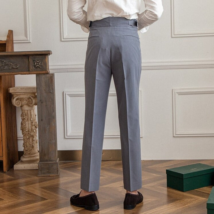 Classic Men's Trousers with Buckle - Oliver-Dark Blue-XS-Nora Luxe