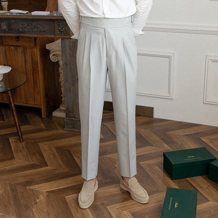 Classic Men's Trousers with Buckle - Oliver-Dark Blue-XS-Nora Luxe
