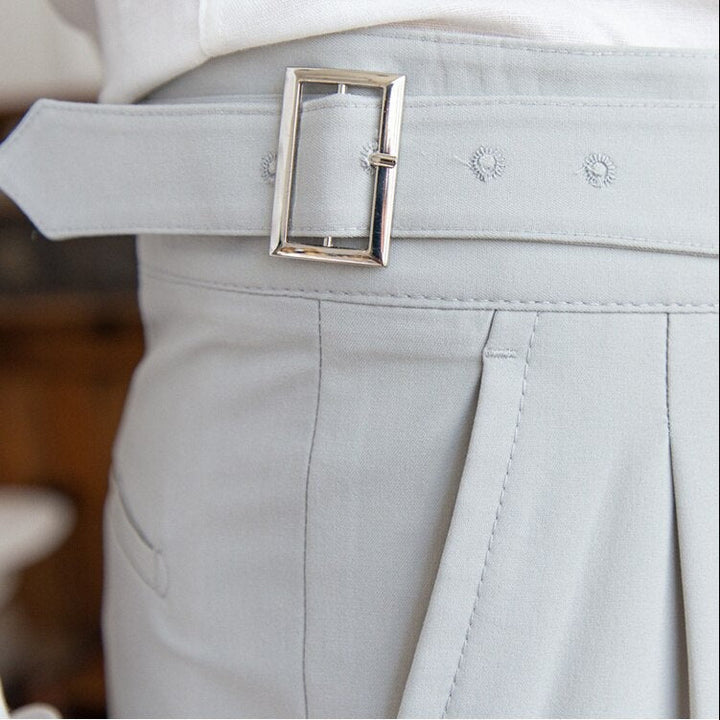 Classic Men's Trousers with Buckle - Oliver-Dark Blue-XS-Nora Luxe
