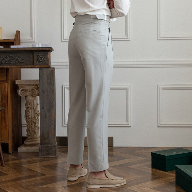 Classic Men's Trousers with Buckle - Oliver-Dark Blue-XS-Nora Luxe
