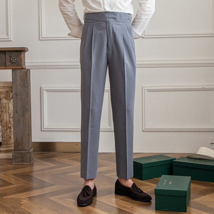 Classic Men's Trousers with Buckle - Oliver-Dark Blue-XS-Nora Luxe