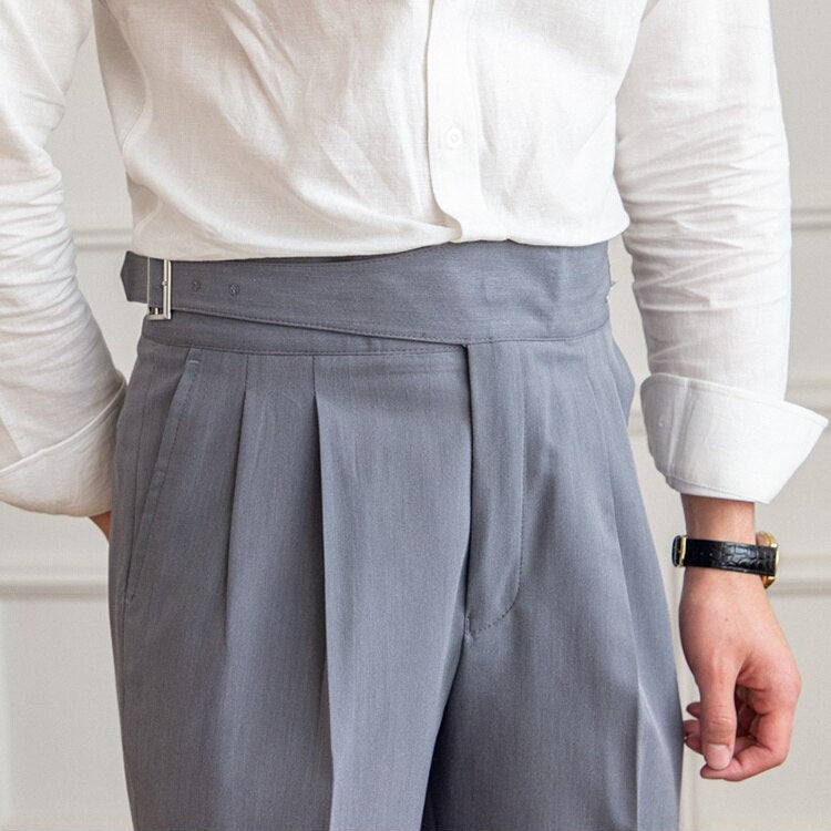 Classic Men's Trousers with Buckle - Oliver-Gray-XS-Nora Luxe