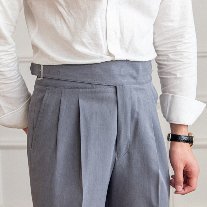 Classic Men's Trousers with Buckle - Oliver-Gray-XS-Nora Luxe
