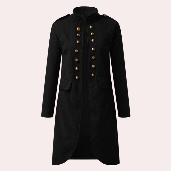 Classic Mid-length Women's Coat - Elise-Black-XS-Nora Luxe