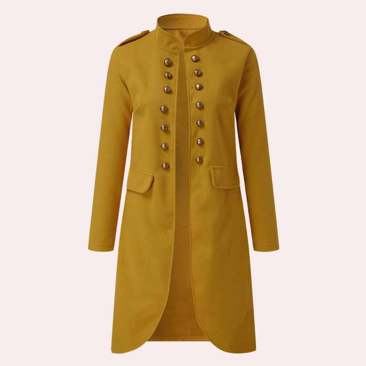 Classic Mid-length Women's Coat - Elise-Yellow-XS-Nora Luxe