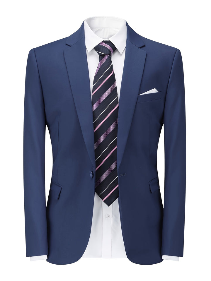 Classic Plain Men's Blazer - Floris-Dark Blue-XS-Nora Luxe