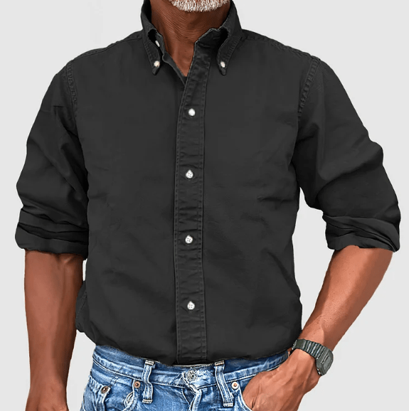 Classic Shirt with Long Sleeves - Damien-Black-S-Nora Luxe