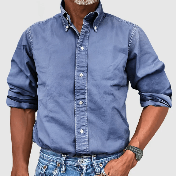 Classic Shirt with Long Sleeves - Damien-Blue-S-Nora Luxe