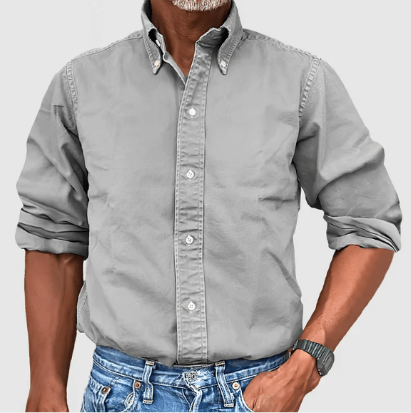 Classic Shirt with Long Sleeves - Damien-Gray-S-Nora Luxe
