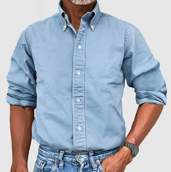 Classic Shirt with Long Sleeves - Damien-Light blue-S-Nora Luxe