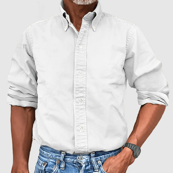 Classic Shirt with Long Sleeves - Damien-White-S-Nora Luxe