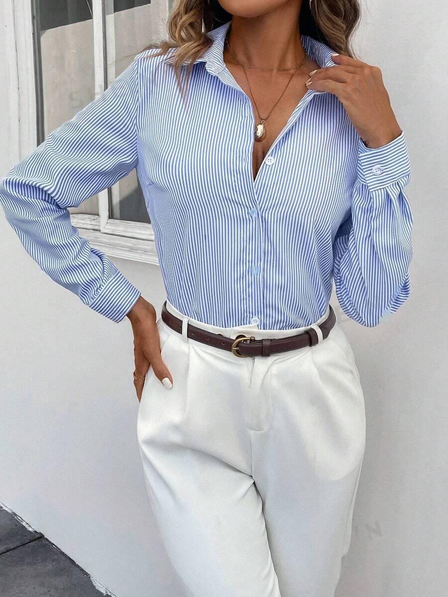 Classic Striped Women's Blouse - Larissa-XS-Nora Luxe