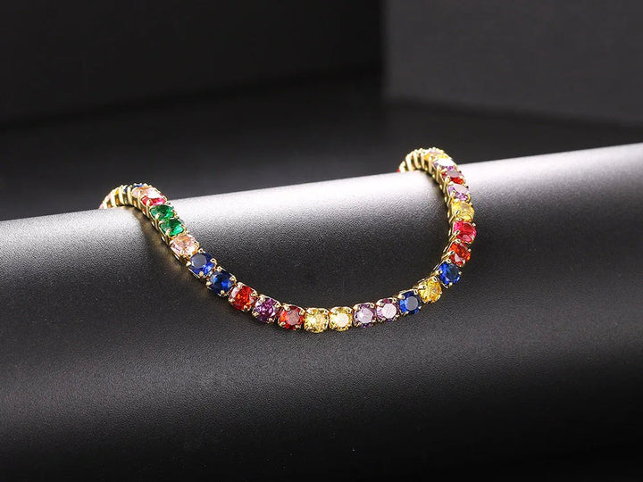 Classic Tennis Necklace with Shimmering Rhinestones-Gold 3mm-Kettenlänge 33cm-Nora Luxe
