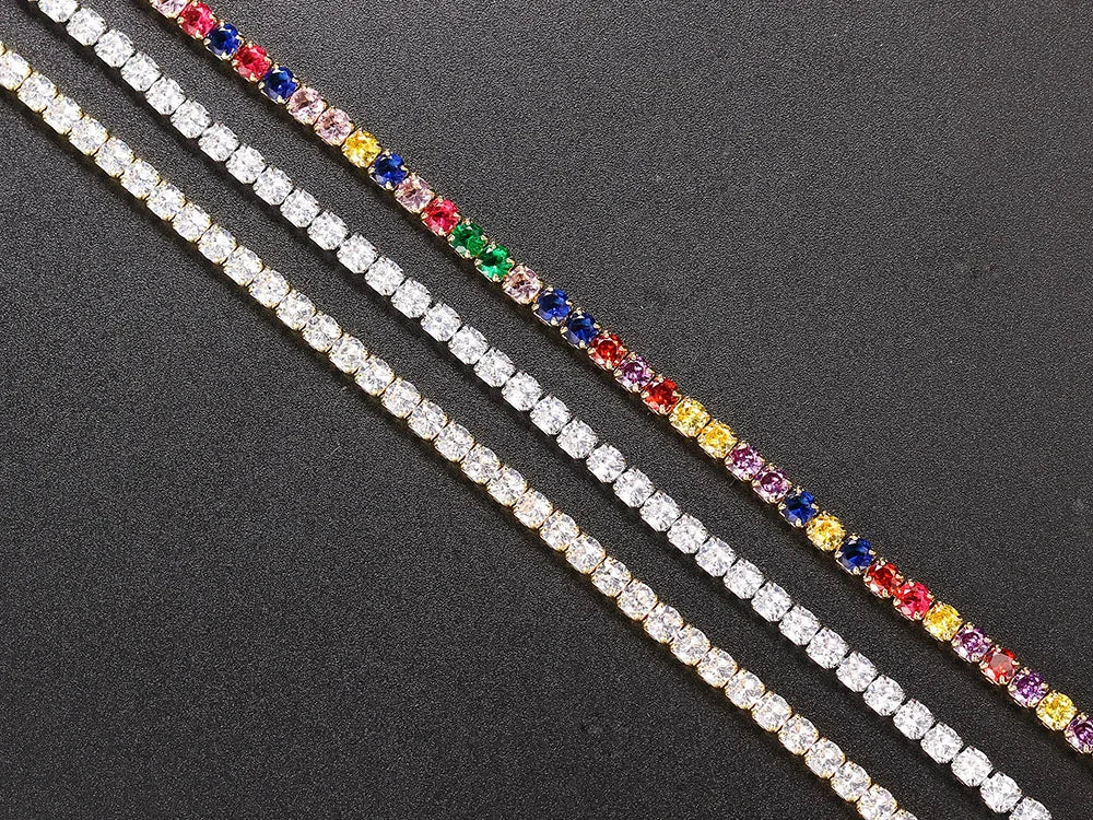 Classic Tennis Necklace with Shimmering Rhinestones-Gold 3mm-Kettenlänge 33cm-Nora Luxe