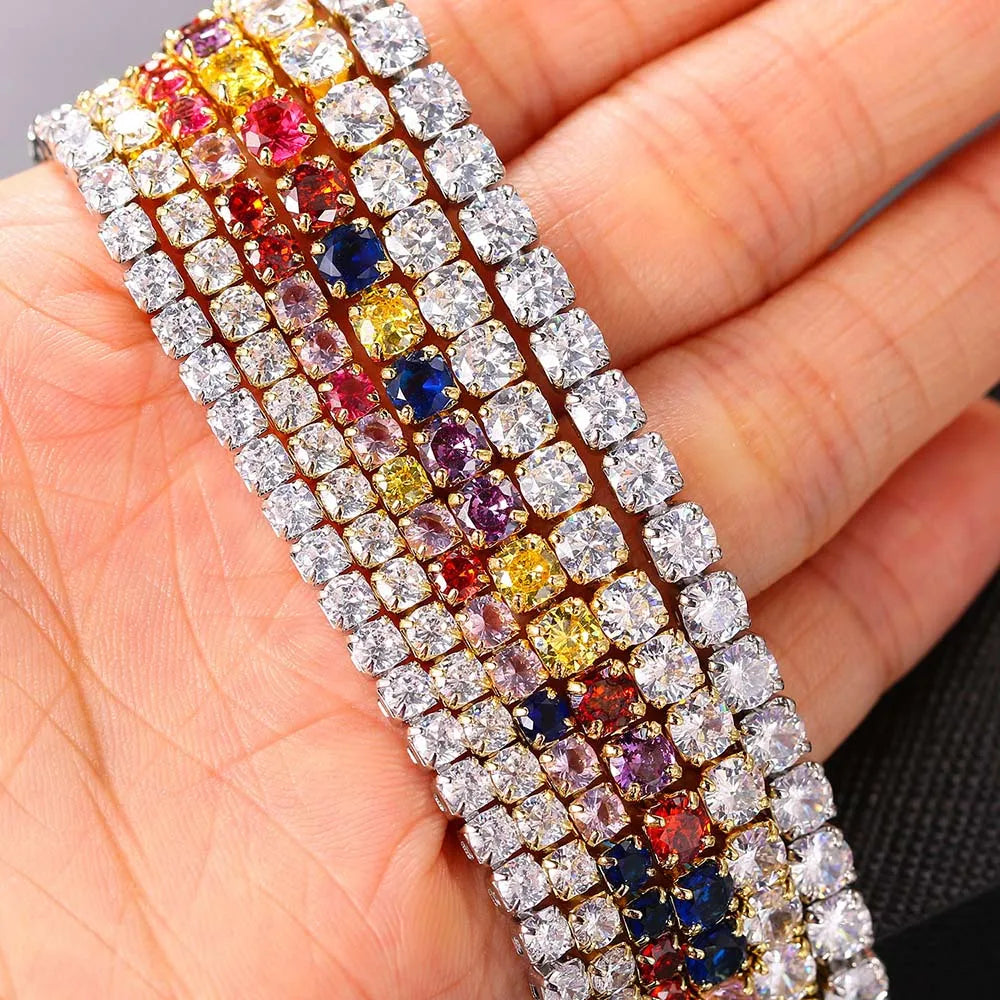 Classic Tennis Necklace with Shimmering Rhinestones-Gold 3mm-Kettenlänge 33cm-Nora Luxe