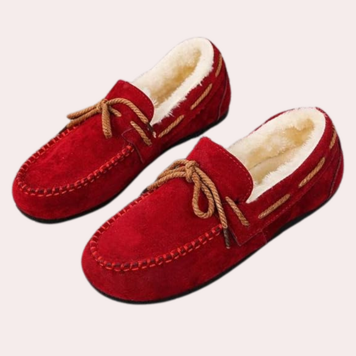 Classic Warm Ladies' Slippers - Selina-Red-3-Nora Luxe
