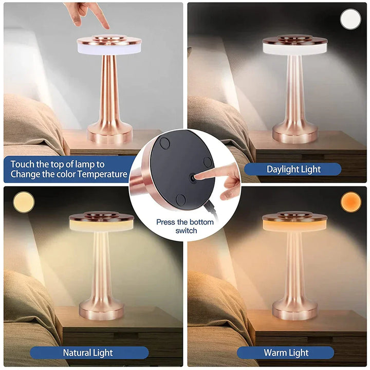 Classic Wireless Portable LED Table Lamp - LumiCrest-Silver-Nora Luxe