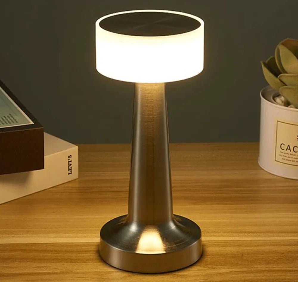 Classic Wireless Portable LED Table Lamp - LumiCrest-Silver-Nora Luxe
