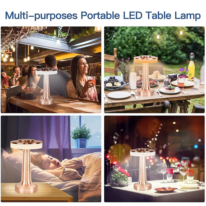 Classic Wireless Portable LED Table Lamp - LumiCrest-Silver-Nora Luxe