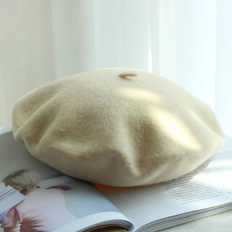 Classic Wool Beret - Marlene-Beige-Nora Luxe