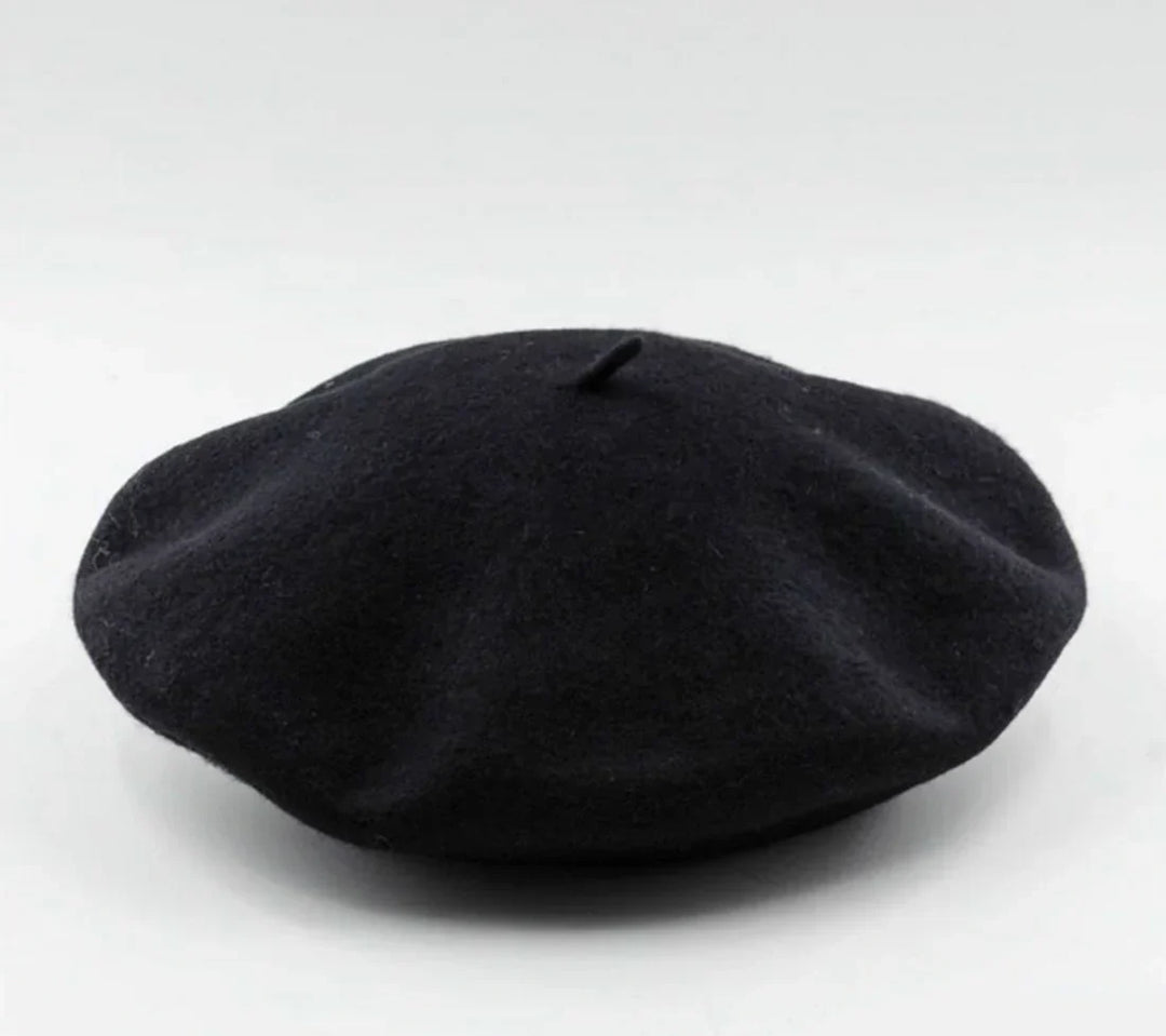 Classic Wool Beret - Marlene-Black-Nora Luxe