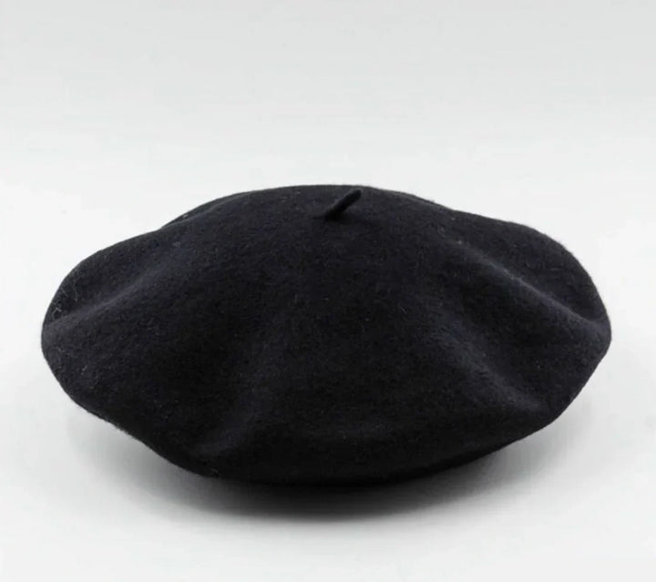 Classic Wool Beret - Marlene-Black-Nora Luxe