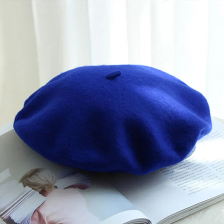 Classic Wool Beret - Marlene-Blue-Nora Luxe