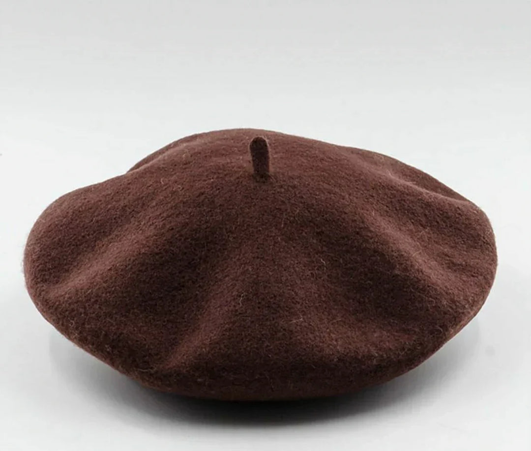 Classic Wool Beret - Marlene-Coffee-Nora Luxe