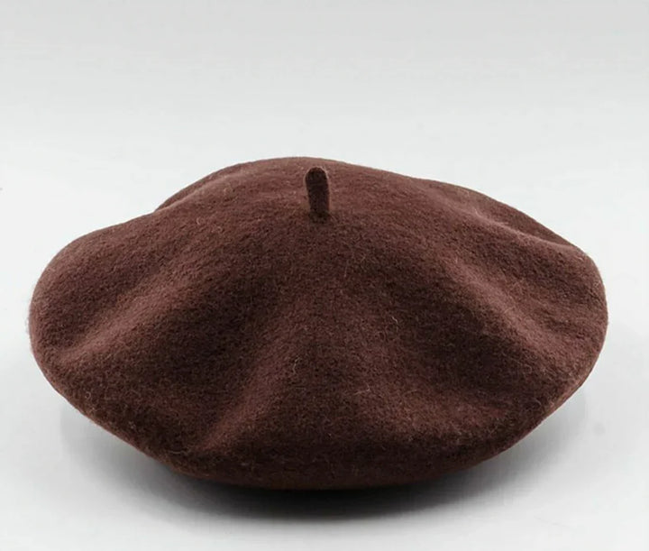 Classic Wool Beret - Marlene-Coffee-Nora Luxe