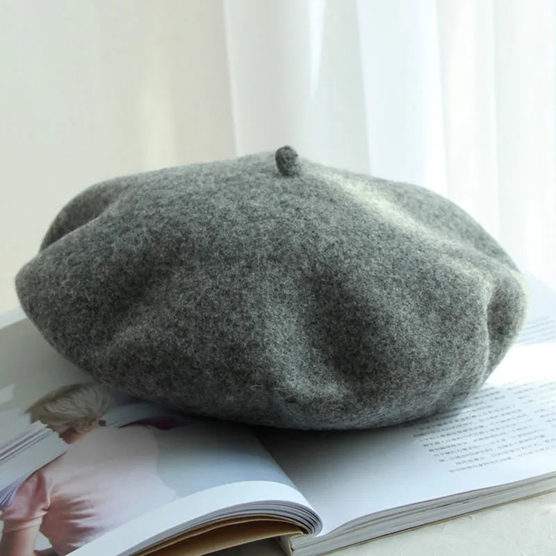 Classic Wool Beret - Marlene-Dark Gray-Nora Luxe