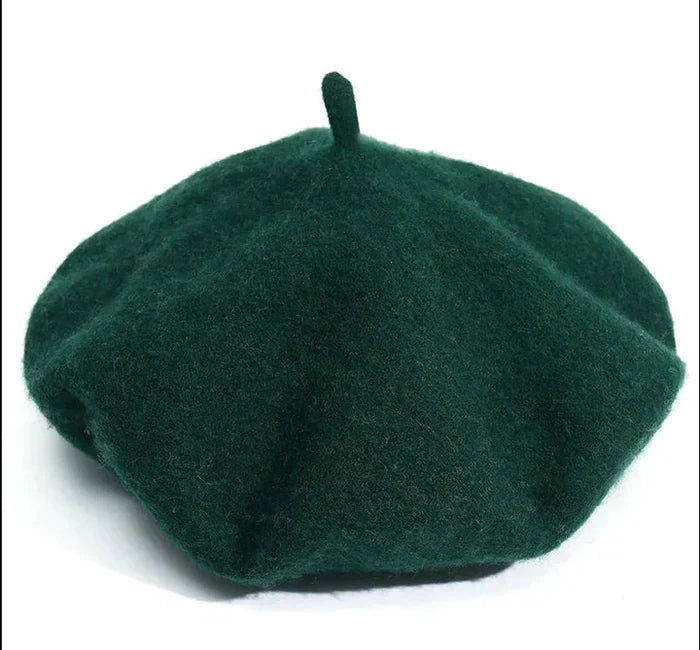 Classic Wool Beret - Marlene-Dark Green-Nora Luxe