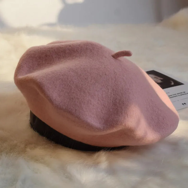 Classic Wool Beret - Marlene-Pink-Nora Luxe