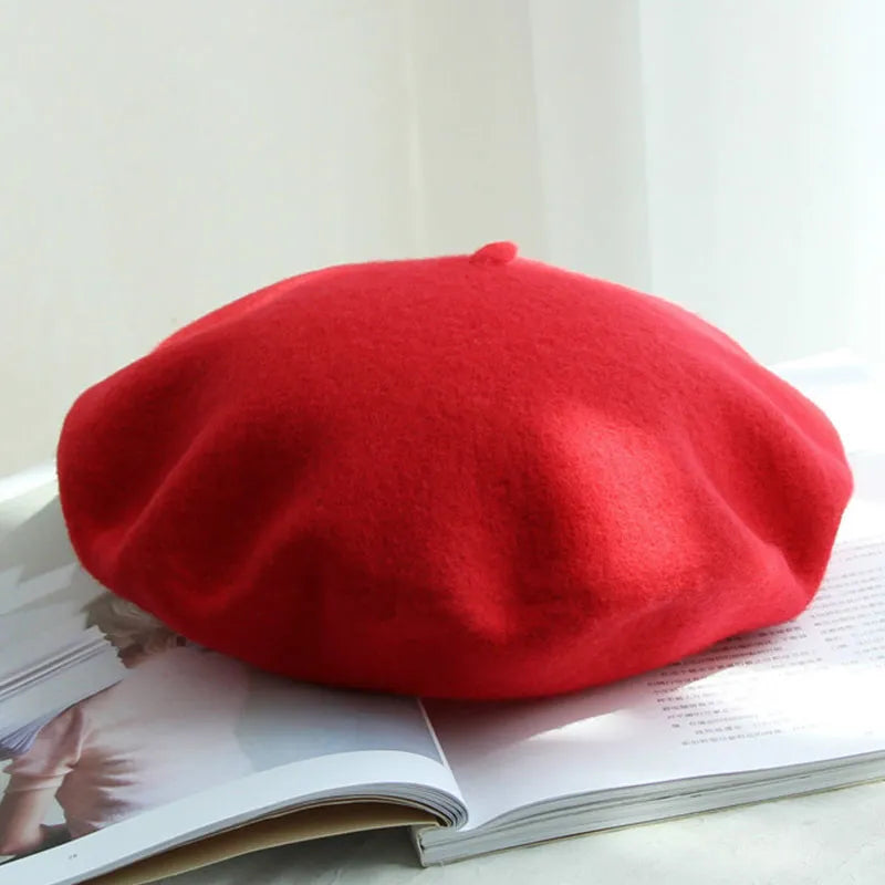Classic Wool Beret - Marlene-Red-Nora Luxe