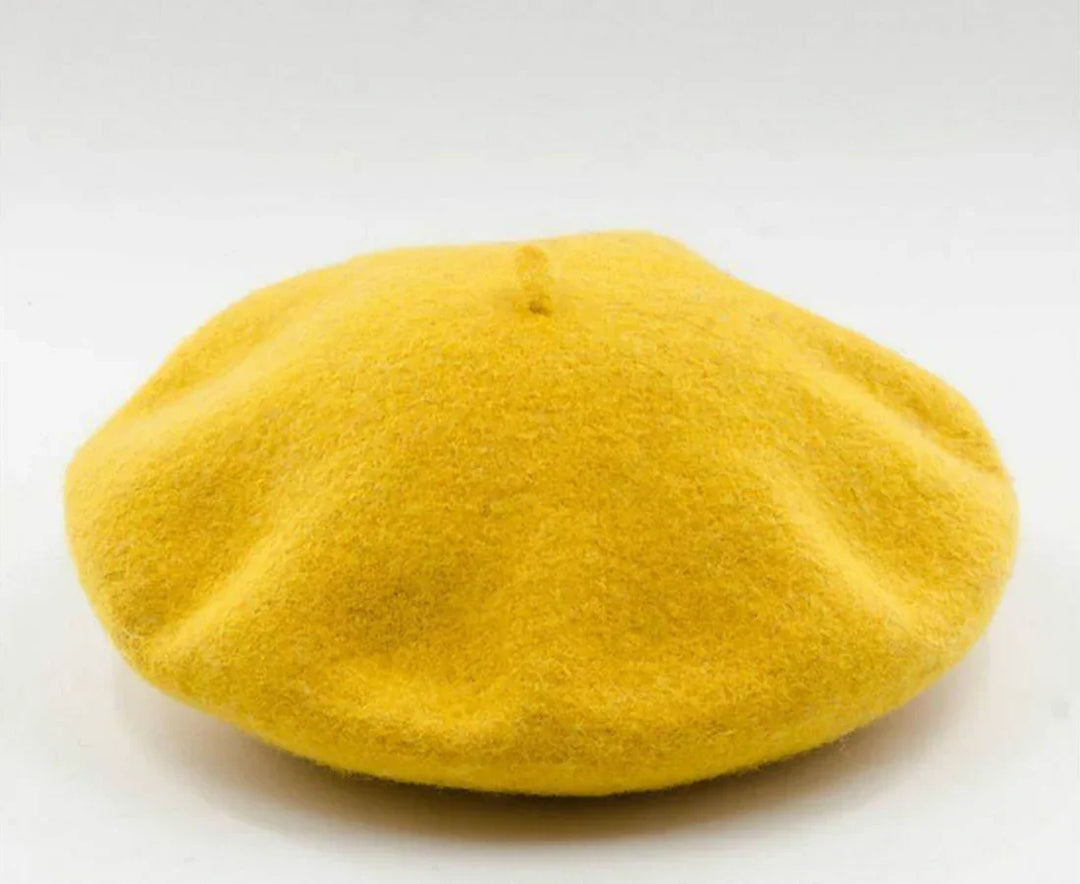 Classic Wool Beret - Marlene-Yellow-Nora Luxe