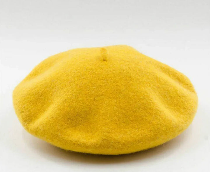Classic Wool Beret - Marlene-Yellow-Nora Luxe