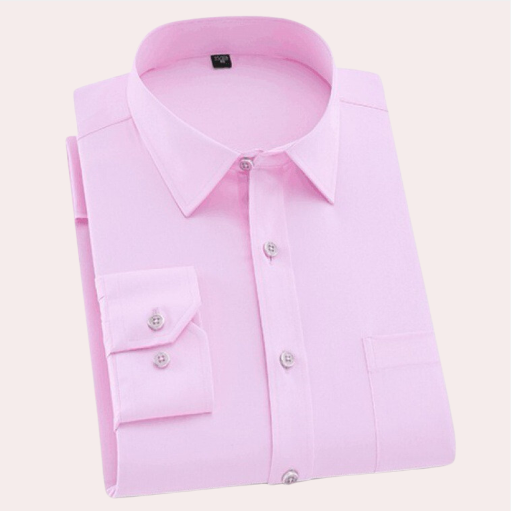 Classic Wrinkle-Free Men's Shirt - Felix-Pink-S-Nora Luxe