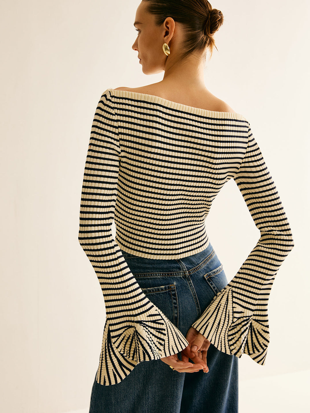 Cold-Shoulder Striped Shirt for Women - Selene-XS-Nora Luxe