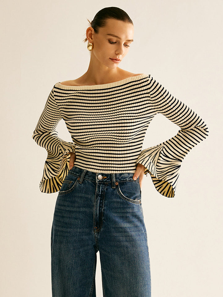 Cold-Shoulder Striped Shirt for Women - Selene-XS-Nora Luxe
