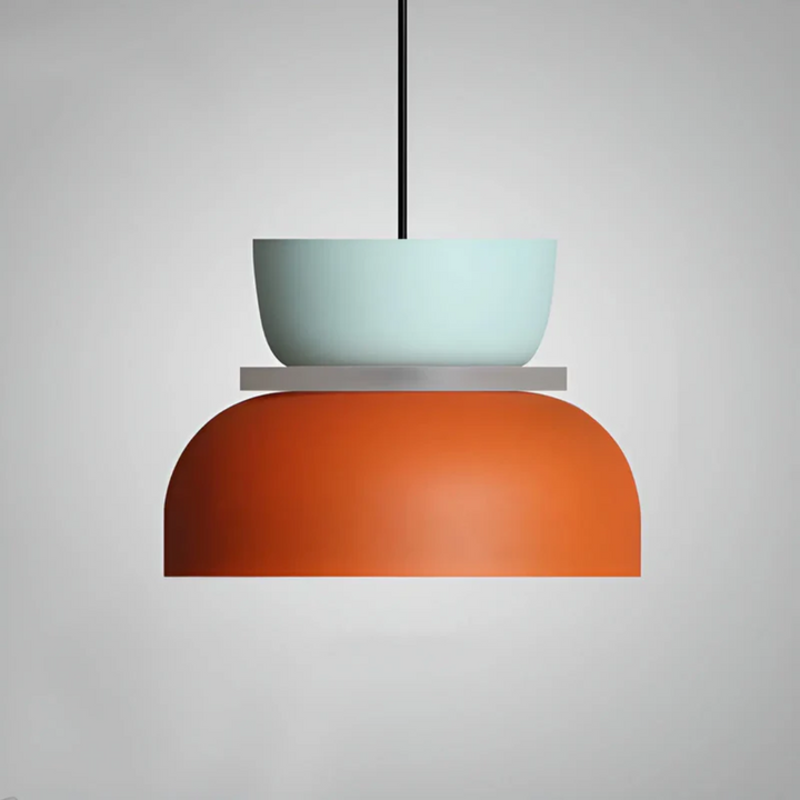 Colorful and Trendy Macaron LED Pendant Light - VividGlow-Large-Cyan-Orange-Nora Luxe