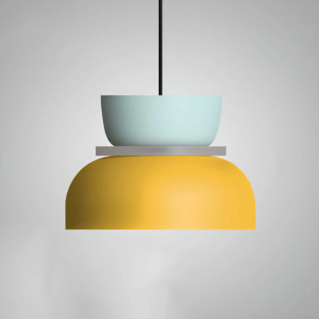 Colorful and Trendy Macaron LED Pendant Light - VividGlow-Medium-Cyan-Yellow-Nora Luxe