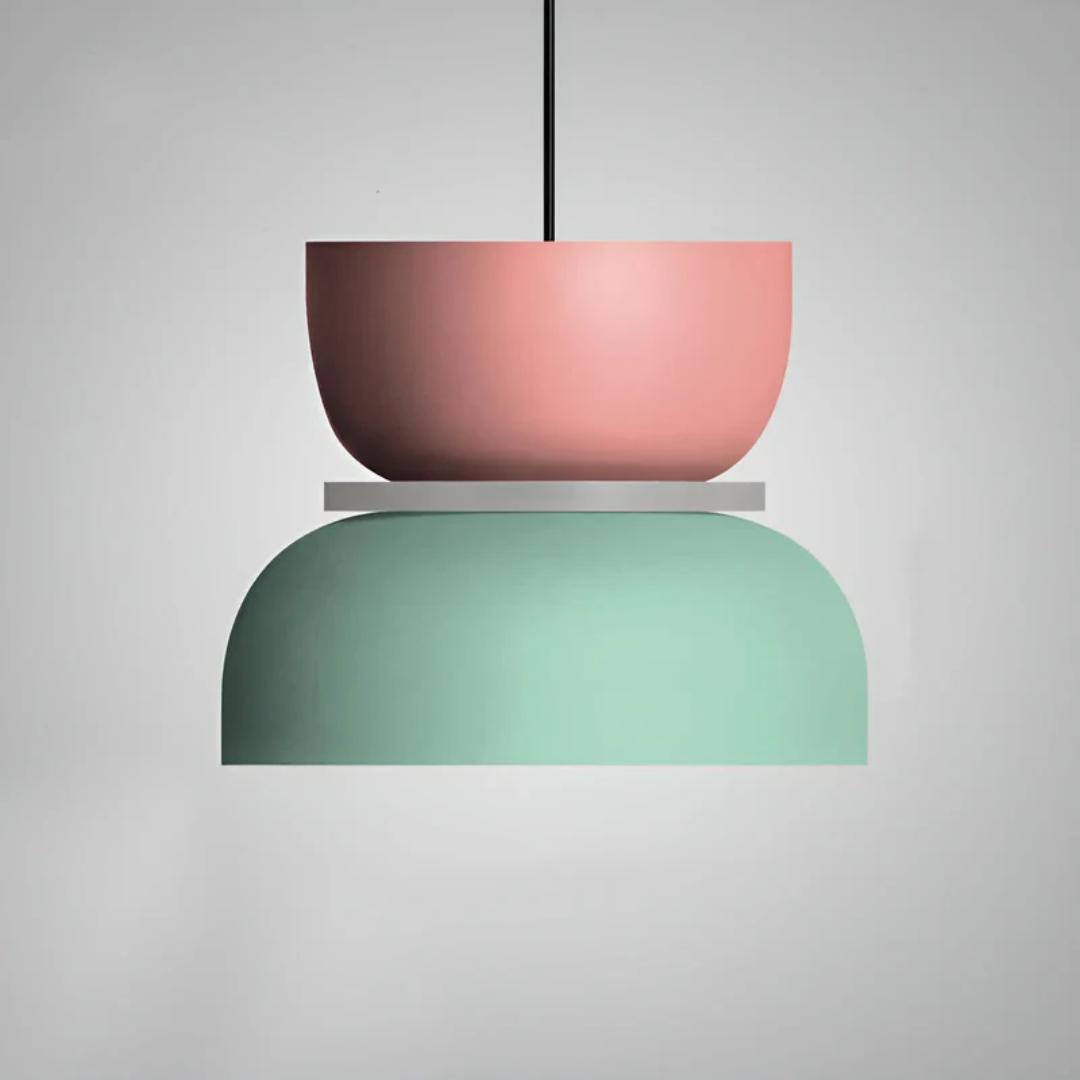 Colorful and Trendy Macaron LED Pendant Light - VividGlow-Small-Pink-Green-Nora Luxe
