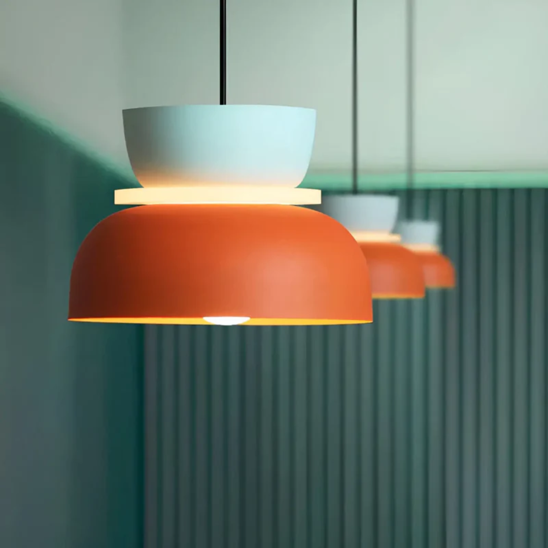 Colorful and Trendy Macaron LED Pendant Light - VividGlow-Yellow-Pink-Nora Luxe