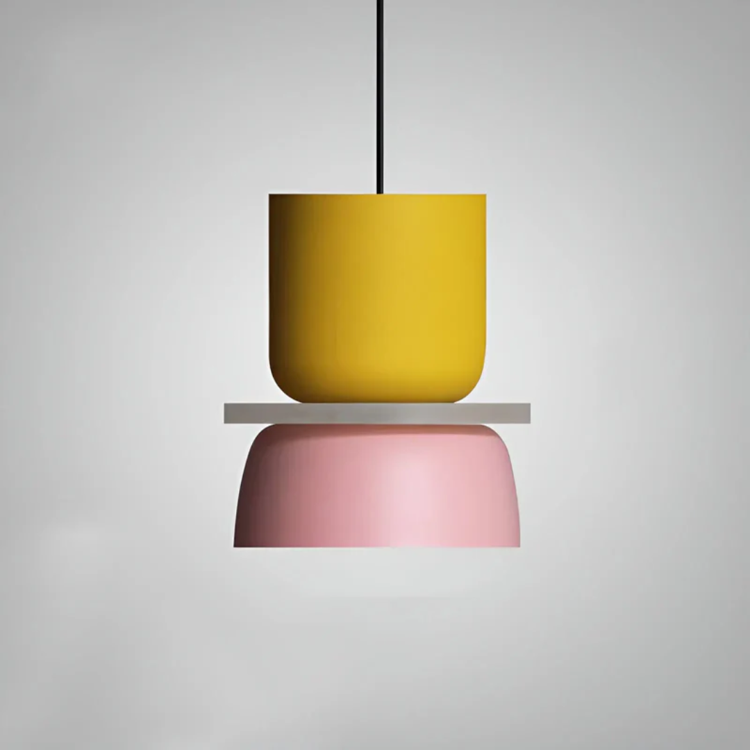 Colorful and Trendy Macaron LED Pendant Light - VividGlow-Yellow-Pink-Nora Luxe